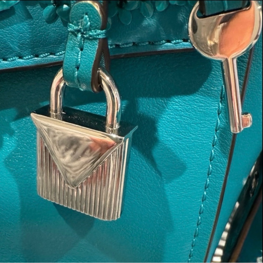 Michael Kors Teal Floral Embellished Satchel - Picture 4 of 10